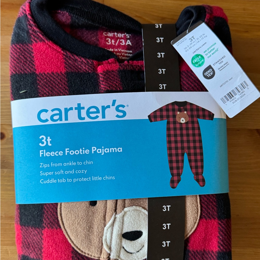 Carter's Red and Black Checkered Fleece Pajama